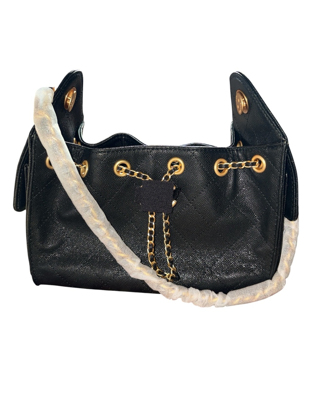 Fashion Lux Quilted Pink Drawstring Shoulder Bag